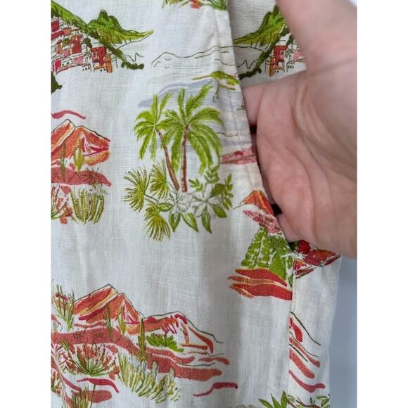 Cynthia Rowley 100% Linen Wide Leg Pull On Pant Sz L Capri Coastal Beachy Villa - Picture 3 of 8